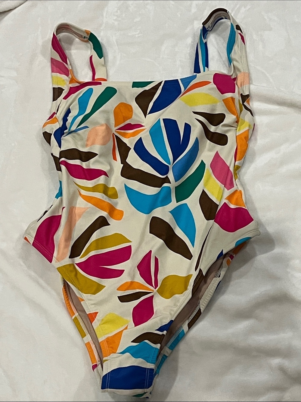 Tabitha Brown women's One-Piece Swimsuit in Multicolor Leaf Print size Large